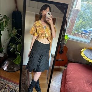 Psychic Outlaw - handmade graham short sleeve tablecloth top - women’s size S